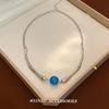 Collar de Cuentas Azul Fresco Vintage 2024 Nuevo Estilo Temperamento Personalidad Sentido del Diseño Nicho Único Collar Versátil Mujer