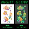Lindo Adhesivo de Tatuaje Luminoso de Sirena de Dibujos Animados para Mujer Niños Brazo Hombro Impermeable Larga Duración Fluorescente Seguro No Tóxico