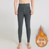 Calças Masculinas de Algodão Forradas com Lã de Cordeiro Calças Base Camada Exterior Inverno Cintura Alta Modeladoras Skinny Preto Tamanho Plus Calças de Algodão