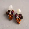 Pendientes de Corazón de Madera Color Café Transfronterizos Europeos y Americanos, Pendientes Estilo Retro Maillard, Pendientes de Diseño de Nicho para Mujer
