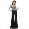 Jeans Laranja Infantil para Mulheres, Estilo Americano High Street, Sem Pernas, Elástico Emagrecedor, Calça Flare Versátil e na Moda