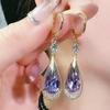 Brincos de cristal roxo de alta qualidade em formato de gota brincos simples elegantes brincos da moda elegantes brincos de alta qualidade brincos