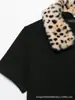 Roupas Femininas Transfronteiriças Outono Novo Estilo Europeu e Americano Gola com Efeito de Pele Sintética Removível Casaco de Tricô 2756116