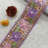 4,5CM Renda de Organza com Bordado Pesado e Pedraria para Roupas Estilo Étnico Artesanal DIY Hanfu Acessórios de Decoração para Trajes Formais
