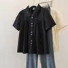 Camisa Feminina Plus Size Estilo Francês de Manga Curta, Modelo Novo Verão 2026mm, Emagrecedora e Valoriza Figuras Ligeiramente Cheias, Top Curto