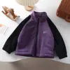 Abrigo Espeso Forrado de Felpa para Niños para Otoño e Invierno Niños y Niñas Informal Combinación de Colores Ropa de Abrigo Estilo Coreano Estilo Occidental Chaqueta Acolchada de Algodón de Invierno Camisa con Cremallera