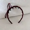 Diadema de Felpa Estilo Coreano con Corona Alta, Ola Retro y Lazo, con un Toque Sofisticado y Elegante, Diadema con Pinza Antideslizante para Mujer