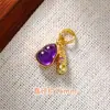 Bolsa de Acessórios de Amethysto Natural com Incrustações de Ouro 24K Pulseira DIY Feita à Mão Contas Espaçadoras de Cabacinha Acessórios de Mala Pequena