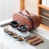 Juego de Té de Cerámica Gruesa con Degradado Vintage de Lujo Ligero para Viajes Rápidos, Juego de Té de Madera con Paisaje Antiguo, Cafetera Portátil para Exteriores, Regalo Personalizado