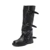 Botas western Martin de suela gruesa con hebilla para mujer, nuevo modelo 2026, botas hasta el suelo, botas fruncidas de tacón de plataforma, botas de caña media para pantalones