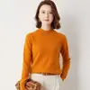 Suéter de Cachemira de Cuello Medio para Mujer, Nuevo Otoño/Invierno Ajuste Holgado Talla Grande Camisa Base de Lana Tejida