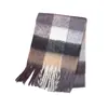 Novo Cachecol Ac-Style Outono e Inverno para Mulheres, Xale Grosso Xadrez Dupla Face com Padrão Colorido de Quatro Grades
