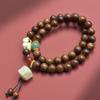 Pulsera Étnica de Flor Negra Pera Doble Círculo 8mm para Hombres y Mujeres Accesorios de Piedra Calcedonia Roja Cuentas de Buda Juego Literario Cuentas de Rosario Pulsera