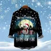 Camisa de Santa Claus Impresión Digital 3D Camisa de Manga Larga Navideña Interesante Fiesta Hombres Moda Casual Transfronterizo