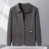 Suéter cárdigan de punto al por mayor transfronterizo para hombre, nueva moda casual de otoño e invierno, chaqueta larga de manga larga con solapa, una pieza, envío directo
