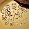 Nuevo anillo multiarticulado abierto transfronterizo de 16 piezas, joyería de amor, diseño femenino, sentido de nicho, joyería geométrica