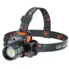 Lanterna de Cabeça LED Recarregável por Indução Zoomável à Prova d'Água Ultra Brilhante para Pesca Outdoor