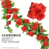 Cipó de Rattan Rosa Sintético para Pendurar na Parede Tubo Envolto com Cipó de Folha Verde Decoração de Casamento Interno Flor Artificial Flor de Teto Cipó