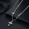 Collar Cruz de Iris Europeo y Americano para Hombre Sencillo Hip Hop Sentido del Diseño Cadena con Capucha para Mujer Joyería de Lujo Ligero Sensación de Alta Gama