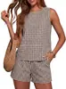 Conjunto de Moda de Verano para Mujer de Amazon de 2 Piezas: Top sin Mangas de Cuello Redondo y Pantalones Cortos con Bolsillos