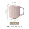 Caneca de Cerâmica Relevo Transfronteiriça com Listras Verticais, Xícara de Café, Caneca de Água Criativa de Grés, Caneca de Leite, Presente Souvenir