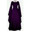 Vestido Medieval de Manga Larga Cuello Redondo Cinturón Irregular para Adultas Halloween Retro Disfraces de Drama