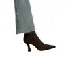 Botines de Tacón Alto Puntiagudos de Gamuza Negra para Mujer 2026 Otoño/Invierno Nuevo Estilo Coreano Botas de Media Caña de Tacón de Aguja Delgado Elásticas