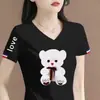 Camiseta de Manga Corta de Marca con Etiqueta Cortada, Excedente de Comercio Exterior Transfronterizo, Top Versátil de Media Manga de Corte Holgado, Top Moderno Estampado