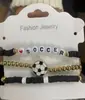 Pulseras de Arcilla Suave Deportivas, Colgantes de Aleación de Béisbol, Baloncesto, Fútbol, Pulseras Apilables de Arcilla Suave de Colores, Joyería de Cuentas de Voleibol