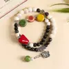 Fabricantes fornecem pulseira de cerâmica de liga novo estilo chinês feito à mão versátil estilo nacional pulseira de cerâmica de círculo duplo estilo étnico minoritário