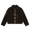 Chaqueta de Gamuza con Hebilla de Avión Maillard para Hombres y Mujeres, Otoño Retro Holgada Estilo Old Money Casual Versátil Abrigo Corto