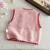 Colete de tricô para meninas, coleção outono 2026, roupas infantis, cardigã de tricô doce estilo coreano, novo colete infantil
