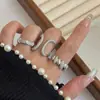 Anillo Abierto Apilable de Plata con Circonitas Microincrustadas Chapado en Plata Ins Anillo Metálico de Alta Gama con Diamantes Ajustable Joyería