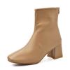 Otoño e Invierno 2022 Nuevas Botas Martin de Tacón Grueso Estilo Británico Cierre Trasero Tubo Corto Elástico Tacón Grueso Punta Cuadrada Botines Botas Martin