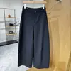 Pantalones holgados para mujer con cuello alto y diseño de hebilla en la cintura, nuevo estilo otoño 2026, pantalones largos de pierna ancha, pantalones casuales coreanos