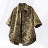 Chaqueta Camisa de Verano Estilo Japonés Manga Corta Moderna Estampada Talla Grande Casual Nuevo Retro Gama Alta Holgada Superior