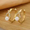 Pendientes de Hebilla de Oreja de Zirconia con Diseño Cruzado Estilo Coreano Lujo Ligero Perla de Gama Alta Elegantes Pendientes para Mujer Versátiles Moda Pendientes de Verano