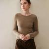 Blusa feminina de cashmere 100% puro, ideal para outono e inverno. Suéter quente de gola redonda, tricotado, com mangas compridas e modelagem solta.