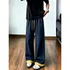 Pantalones Casuales de Bloques de Color Rectos Acolchados para Hombre, Moda Trendy Versátil, Diseño de Pierna Ancha Suelta, Cintura Elástica, Pantalones Largos