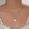 Collar Cruz Redonda con Colgante de Goteo de Aceite Transfronterizo Europeo y Americano para Mujer, Accesorios de Joyería de Gama Alta de Nicho para Mujer