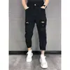 Beijianglang 2026 Nova Marca Tendência Primavera e Verão Jeans Masculino Estilo Coreano Slim Fit Calça Cropped