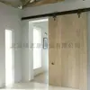 Puerta de Granero sin Pintar para Sala de Estar y Baño Riel Colgante de Madera Maciza Puerta Corredera de Panel Recto Compuesto de Madera Maciza Minimalista Moderno