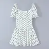 Atacado de Fabricantes de Roupas Femininas Transfronteiriças Novos Modelos 2025, Popular no Aliexpress, Vestido Fashion de Manga Curta com Bolinhas Estilo Francês
