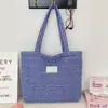 5914 Bolso Tote Acolchado a Cuadros Estilo Coreano con Relleno de Algodón Bolso de Hombro Único Bolso para Libros Escolares de Estudiante Bolso Fresco Artístico para Mujer