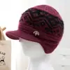 Gorro de punto cálido de invierno con orejeras de pelo de conejo, forrado de felpa y engrosado, versátil y resistente al frío, adecuado para madres y mujeres mayores