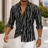 Comércio Exterior Transfronteiriço Camisa Masculina de Manga Longa Estilo Corte Estampa Floral Dourada Retrô Sensação de Alto Padrão Camisa Fábrica de Origem Dropshipping