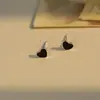 Pendientes Mínimos Geométricos Negros Personalizados de Plata de Ley S925 Clásicos Cuadrados Redondos Triángulo Corazón para Hombres y Mujeres