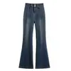 Foto Real de Jeans Vintage de Pierna Ancha Estilo Americano para Mujer, Sueltos de Cintura Alta, Adecuados para Primavera y Otoño, Tallas Grandes, Pantalones Rectos Caídos de Largo Hasta el Suelo, Algodón