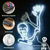 Luz de Neón LED Halloween Calavera Saludando Tablero Trasero Fantasma Murciélago Decoración de Ambiente para Fiesta Luz Nocturna