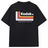 Camiseta Gráfica Logo Arco-Íris Abertura Câmera Kodak Masculina Algodão Vintage Street Preta 2026 Nova